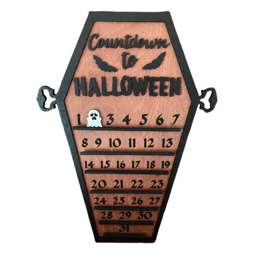 Halloween Countdown Calendar Wood Coffin Advent 31 Days Table Calendar Ornament For Kid Adult Home Decorations Party Halloween Countdown Decoration