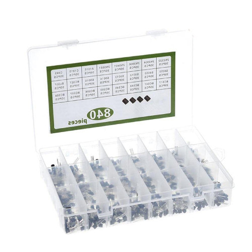 24-Values Transistor BC327 BC337 BC517 BC547 BC548 BC549 BC550 BC556 BC557 BC558 2N2222 Assortment with Plastic Box To-92 Transistors