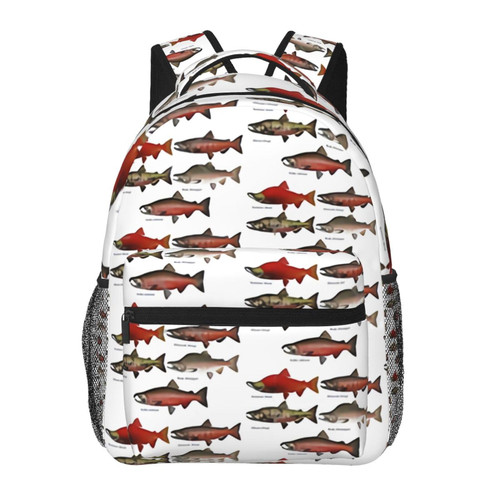 EVANEM Salmon Printed Laptop Backpack Casual Backpack Lightweight Travel Backpack Hiking Backpack Work Backpack For Aldult