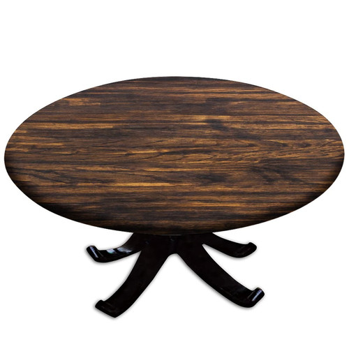 Atury Round Fitted Polyester Tablecloths, Dark Wood Grain Elastic Edge Decorative Table Cover, Oil & Dust Proof Washable Table Cover, for Family Festival Party Table Cloth, Fit for 36" Round Table