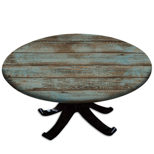 Fitted Polyester Tablecloth Round, Vintage Wood Grain Elastic Edge Home Decor Tablecloths, Waterproof Oil & Dust Proof Table Clothes, For Family Holiday Party Table Cloth, Fit for 28" Round Table