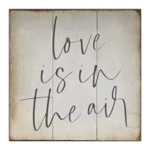 Wood Signs Wall Hanging Wall Decoration Love is in the Air Sign for Living Room Kitchen Batheroom Bedroom Office School 16x16inch