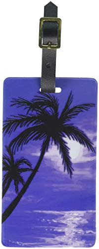 Graphics & More Palm Trees and Sunset Purple-Beach Tropical Ocean Luggage Tags Id, White