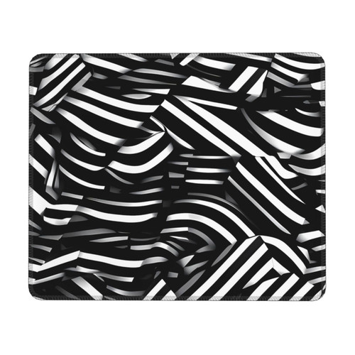 Black and White Lines Printed Mouse Pad Non-Slip Waterproof Gaming Mouse Mat Computer Mousepad for Desk