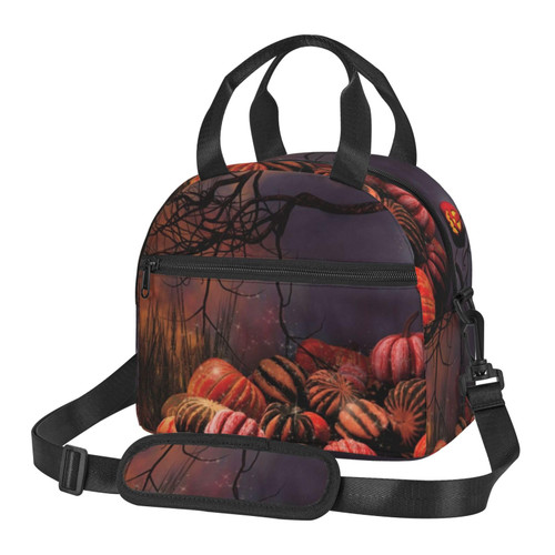 Pumpkins Lanterns Party Printed Lunch Bag Reusable Insulated Lunch Box Travel Lunch Tote Bag Organizer For Work