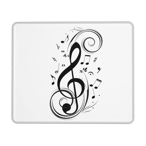 Black Music Notes Gaming Mouse Pads Personalized Design Mouse Pad with Non-Slip Rubber Base Mouse Mat Rectangular Mousepad for Desktop Computer Laptop Gaming Office & Home