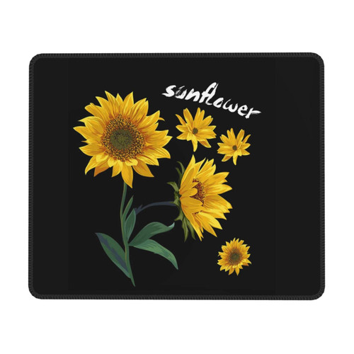 Sunflower Black Background Gaming Mouse Pads Personalized Design Mouse Pad with Non-Slip Rubber Base Mouse Mat Rectangular Mousepad for Desktop Computer Laptop Gaming Office & Home