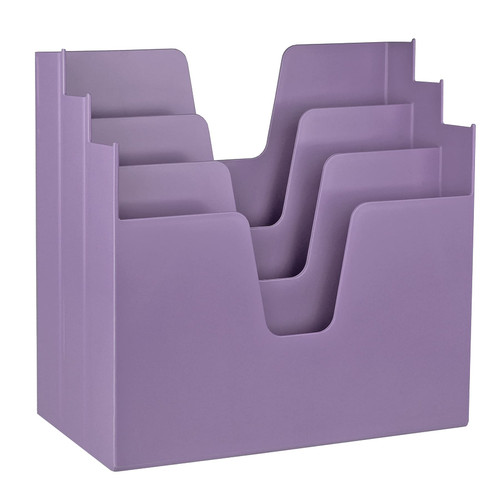 Acrimet Horizontal Triple File Folder Holder Incline Desktop Organizer Hanging File Box Letter Size (Solid Purple Color)