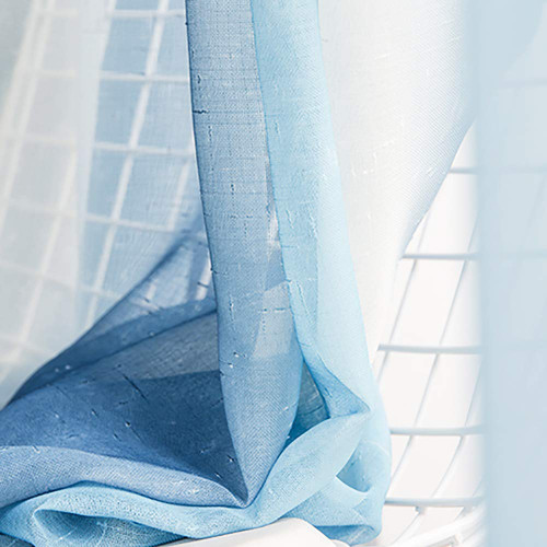 Sheer Curtain for Living Room Bedroom Light Weight Window Curtains Grommet Semi Sheers Voile Curtains Drapes Panels (only Sheer Curtain)-Blue 79x106inch