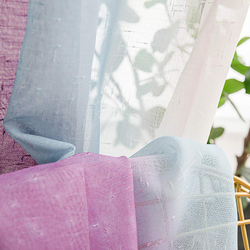 Sheer Curtain for Living Room Bedroom Light Weight Window Curtains Grommet Semi Sheers Voile Curtains Drapes Panels (only Sheer Curtain)-Pink 79x106inch