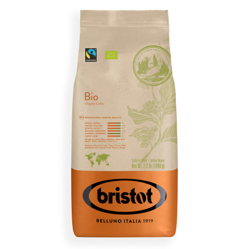 Bristot Organic Italian Coffee Beans | Premium Selection | Italian Espresso Beans Whole | Fair Trade | Medium Roast | 2.2 lb/1kg