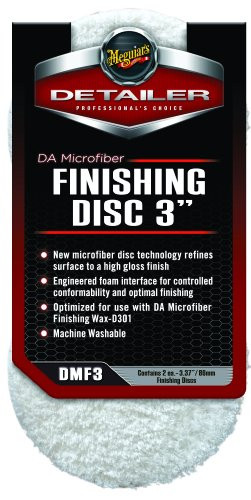 Meguiar's 3" DA Microfiber Finishing Disc  Microfiber Pad to Polish & Wax  DMF3, Pack of 2