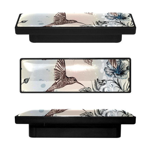 TBOUOBT 4 Pack Cabinet Knobs Dresser Knobs Drawer Knobs Kitchen Cabinet Knobs, Knobs for Cabinets and Drawers, Retro Painting Hummingbird Flower