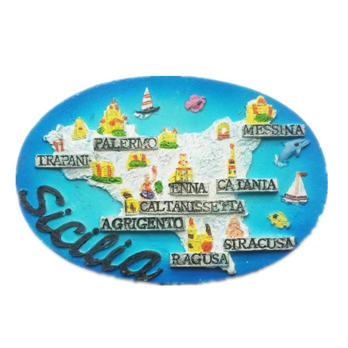 Fridge Magnet Sicily Italy 3D Resin Handmade Craft Tourist Travel City Souvenir Collection Letter Refrigerator Sticker