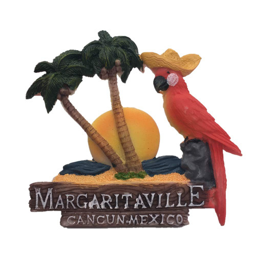 Macaw Margaritaville Cancun Mexico North America Fridge Magnet 3D Resin Handmade Craft Tourist Travel City Souvenir Collection Letter Refrigerator Sticker