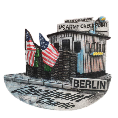Fridge Magnet Checkpoint Charlie Berlin Germany 3D Resin Handmade Craft Tourist Travel City Souvenir Collection Letter Refrigerator Sticker