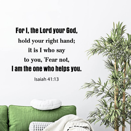 Wall Art Decal for I The Lord Your God Hold Your Right Isaiah 41:13 Wall Stickers Motivational Quotes Bible Removable Peel and Stick Wall Decal for Classroom Home Bedroom Family Office