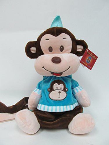 Calplush 14" Cute Animal Backpack Pals with Leash Bag - Monkey Plush Backpack