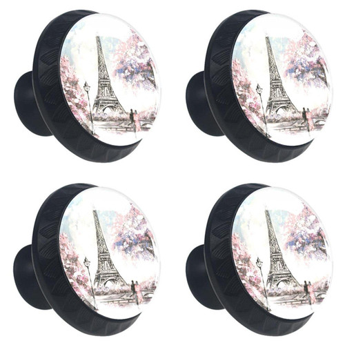 4pcs Painting Eiffel Tower Lover Cabinet Knobs 30mm Round Crystal Glass Drawer Handles Pulls with Screws for Kitchen Cupboard Wardrobe Closet Dresser, Home&Office 4pcs Painting Eiffel Tower Lover Cabinet Knobs 30mm Round Crystal Glass Drawer Handles Pulls with Screws for Kitchen Cupboard Wardrobe Closet Dresser, Home&Office