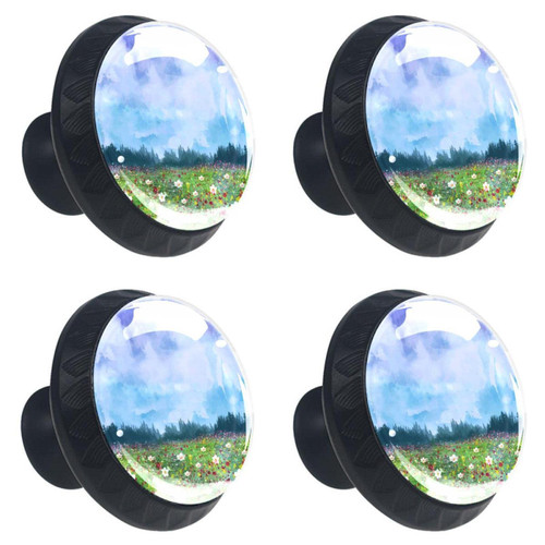 4pcs Spring Oil Painting Cabinet Knobs 30mm Round Crystal Glass Drawer Handles Pulls with Screws for Kitchen Cupboard Wardrobe Closet Dresser, Home&Office 4pcs Spring Oil Painting Cabinet Knobs 30mm Round Crystal Glass Drawer Handles Pulls with Screws for Kitchen Cupboard Wardrobe Closet Dresser, Home&Office