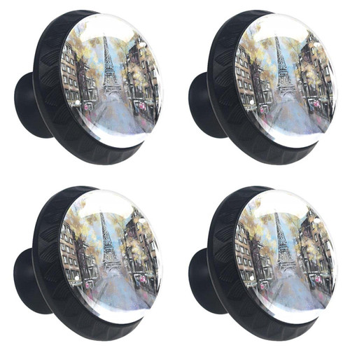 4pcs Paris Eiffel Tower Oil Painting Cabinet Knobs 30mm Round Crystal Glass Drawer Handles Pulls with Screws for Kitchen Cupboard Wardrobe Closet Dresser, Home&Office 4pcs Paris Eiffel Tower Oil Painting Cabinet Knobs 30mm Round Crystal Glass Drawer Handles Pulls with Screws for Kitchen Cupboard Wardrobe Closet Dresser, Home&Office
