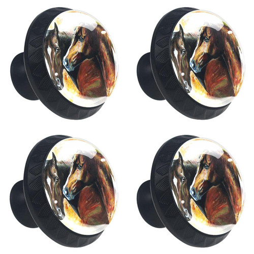 4pcs Horse Oil Painting Cabinet Knobs 30mm Round Crystal Glass Drawer Handles Pulls with Screws for Kitchen Cupboard Wardrobe Closet Dresser, Home&Office 4pcs Horse Oil Painting Cabinet Knobs 30mm Round Crystal Glass Drawer Handles Pulls with Screws for Kitchen Cupboard Wardrobe Closet Dresser, Home&Office