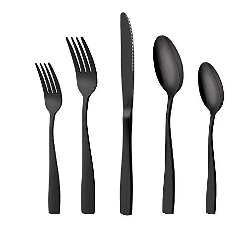 Eslite 60-piece Black Stainless Steel Flatware Sets, Service for 12