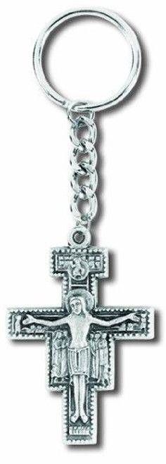 Catholic Silver Saint St Francis of Assisi Tau San Damiano Cross Travel Protection Key Ring