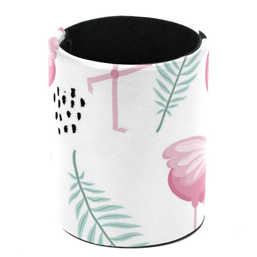 Pen Holder for Desk, Pen Pot Pencil Holders Makeup Brushes Storage Desktop Stationary Supplies Organizer for Home Office - Flamingo Tropical Leaves