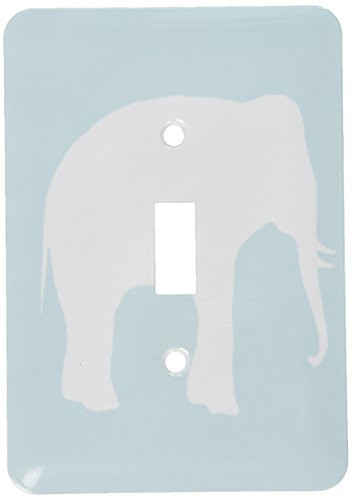 3dRose lsp_164909_1 Mint Elephant Silhouette. White Wild Animal Shadow. Pastel Aqua Blue - Single Toggle Switch