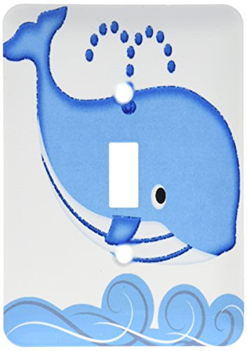 3dRose lsp_210704_1 Cute Spouting Blue Whale Over Ocean Waves Graphic - Single Toggle Switch