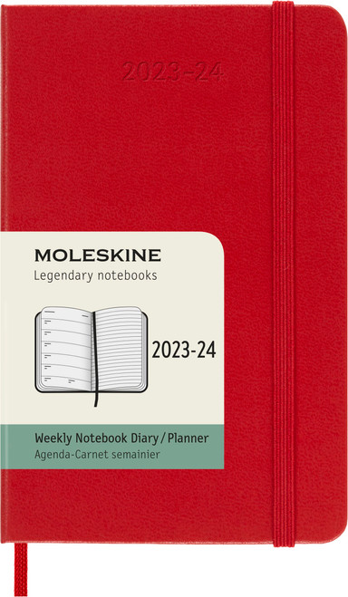 Moleskine 2023-2024 Weekly Planner, 18M, Pocket, Scarlet Red, Hard Cover (3.5 x 5.5)