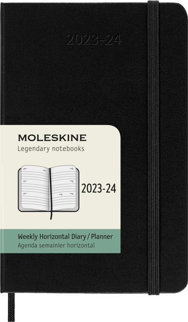 Moleskine 2023-2024 Weekly Horizontal Planner, 18M, Pocket, Black, Hard Cover (3.5 x 5.5)