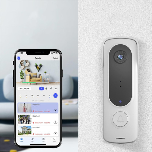 WiFi Wireless Smart Doorbell Camera Outdoor Call Intercom Video Visual Door Bell, Smart Video Doorbell Intelligent Night Vision Doorbells for Phone Home Security Camera Monitor Camera