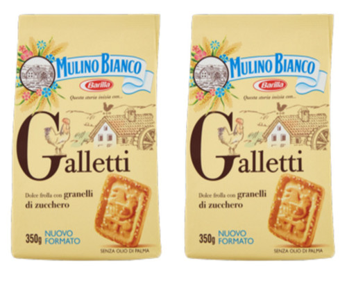 Mulino Bianco: "Galletti" shortbread with sugar granules - 12.3 Oz (350g) Pack of 2 [ Italian Import ]