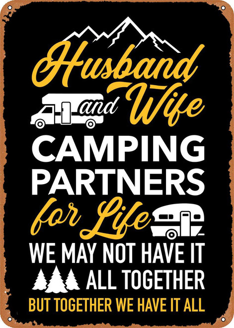 LAQII Metal Signs Husband And Wife Camping P Retro Home Decor Travel Wall Art Vintage Metal Tin Signs for Home Bars Clubs Cafes 8 x 12 inch