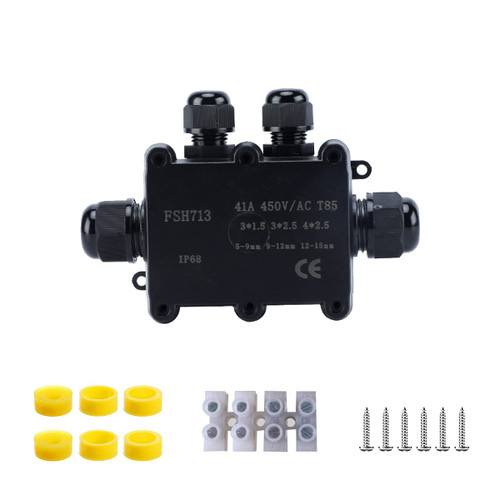 Beenlen Waterproof External Junction Box, IP68 4 Way Cable Connector External Junction Box Outdoor Coupler M20 Coaxial Cable Connector Wire Range 5 to 15mm (Available Wire Diameter: 5-9mm)