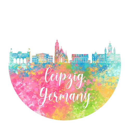 Germany Leipzig Wall Sticker Inspirational City Skyline Travel Cups Wall Decal Vinyl Mural Decals Quotes for Floor Window Bathroom Backdrops Home Wall Decor 18in
