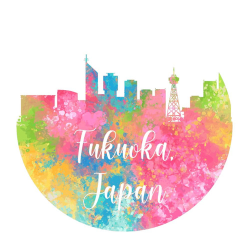 Japan Fukuoka Lettering Wall Stickers DIY City View Painting Cityscape Furniture Wall Decals Vinyl Mural Decals Quotes for Classroom Family Suitcase Home Wall Decor 28in