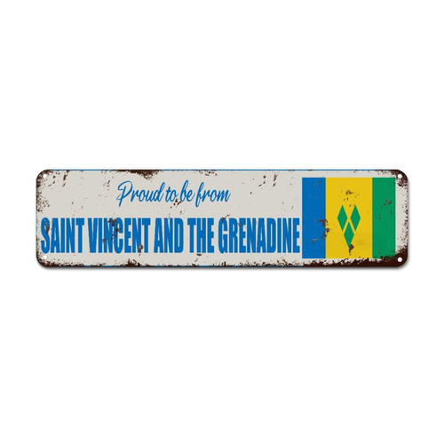 WoGuangis Saint Vincent And The Grenadine Country Souvenir Wall Art Metal Sign Proud to Be from Saint Vincent And The Grenadine Metal Plaque Sign City Souvenir Travel Gift Retro Signs 12x3in