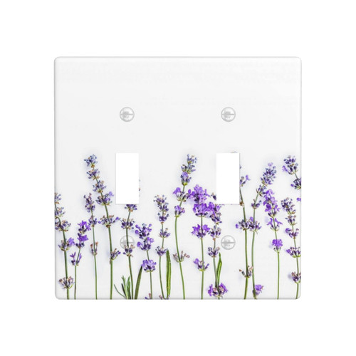 Purple Lavender Flower Light Switch Cover Decorative Double Toggle Switch Plate Covers Plastic Wall Plates for Kitchen Bathroom Living Room