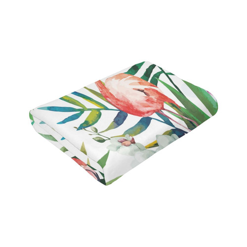 Ultra Soft Throw Blanket 50"x 40" Crested Flower and Flamingo Lightweight Cozy Flannel Blanket for Couch Bed Sofa Home Car All Season
