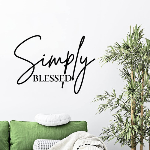 Christian Gift Motivational Quote Vinyl Wall Decal Simply Blessed Wall Stickers Removable Peel and Stick Wall Decal Office Wall Art Decor Sticker 24in Housewarming Gift to New Home