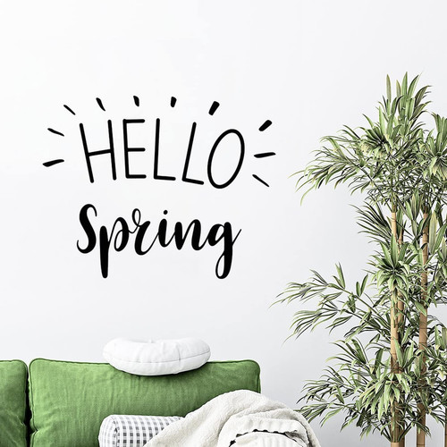 Vinyl Wall Decals Hello Spring Removable Peel and Stick Wall Decal Bible Religious Christian Wall Decal for Bedroom Living Room Kitchen 24in Birthday Gift to Home Wall Decor