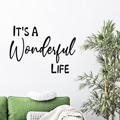 Vinyl Wall Decals It's A Wonderful Life Removable Peel and Stick Wall Decal Motivational Quotes Bible Wall Sticker Vinyl Office Wall Art Decor Sticker 24in Housewarming Gift to New Home