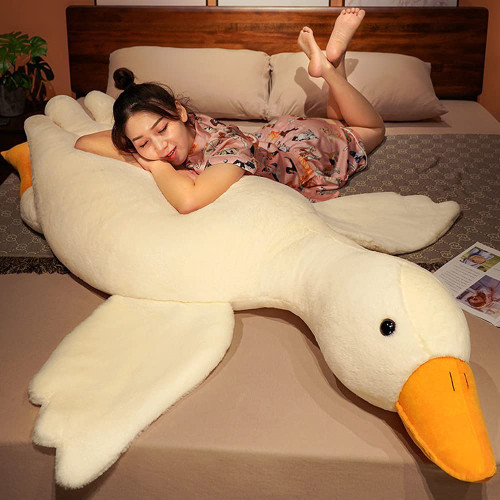 BXEBUI Giant White Goose Stuffed Animal, Very Big Huge Goose Plush Pillow Toy, Cute Duck Plush Throw Pillow (20 in)