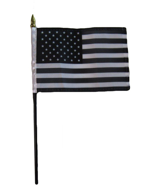 AES Black & White USA American Protest 4"x6" Flag Desk Set Table Stick Staff