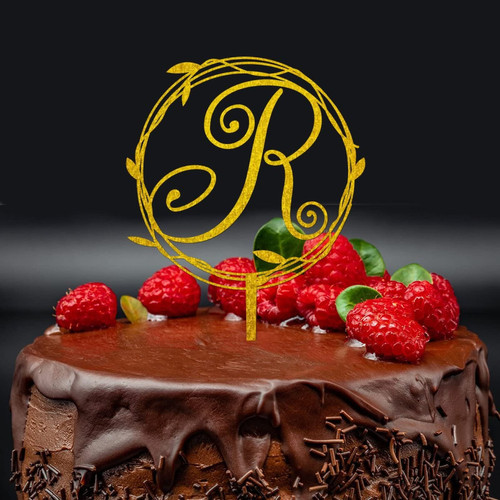 Custom Cake Topper, Wedding Initials Monogram Topper Rustic Wreath, Natural Wedding Topper, Rustic Wedding Cake Topper With Wreath, Glitter Cake Topper Gold, Cake Toppers For Wedding