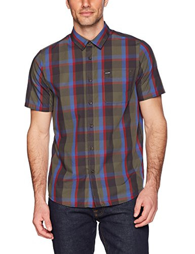 Volcom Men's Woodson Short Sleeve Button Up Shirt, Old Blackboard XS