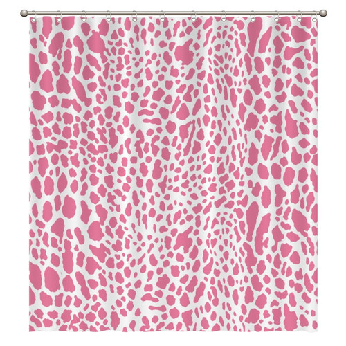MangGou Pink Cheetah Animal Print Leopard Shower Curtain 72x80inch Waterproof Shower Curtains Polyester Leopard Print Animal Spots Pink Decorative Bath Curtain with Hook for Bathroom